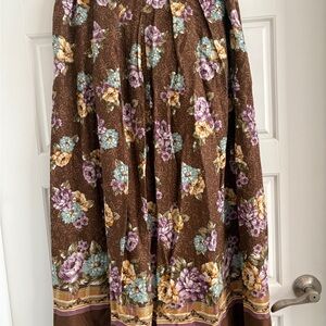 Floral Brown Maxi Skirt - Women's